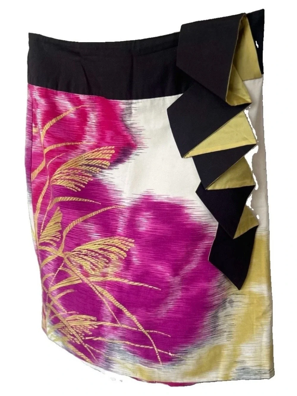 Anthropologie Floreat Origami Ruffle Floral Pencil Skirt Cotton Size 8
